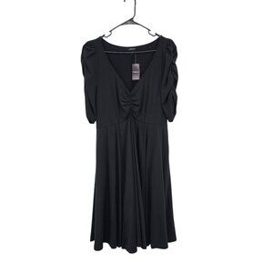 Torrid Women's Puff Short Sleeve Skater Studio Knit Black Mini Dress Sz 1X